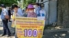 Kazakhstan - A protest near the Chinese consulate in Almaty. People demanding to return their relatives from China. 18 May 2021 