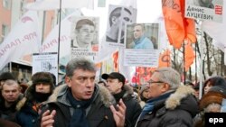 Boris Nemtsov Moskvada müxalifət yürüşündə - 2 fevral 2014