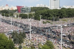 Митинг в центре Минска 16 августа.